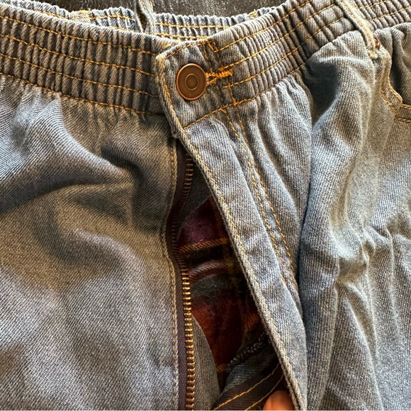 Vintage Haband Size 42 Light Wash Denim Flannel Lined Elastic Waist Jean Bootcut - Picture 9 of 14